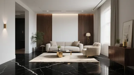 5 Black Granite Flooring Designs for Living Room