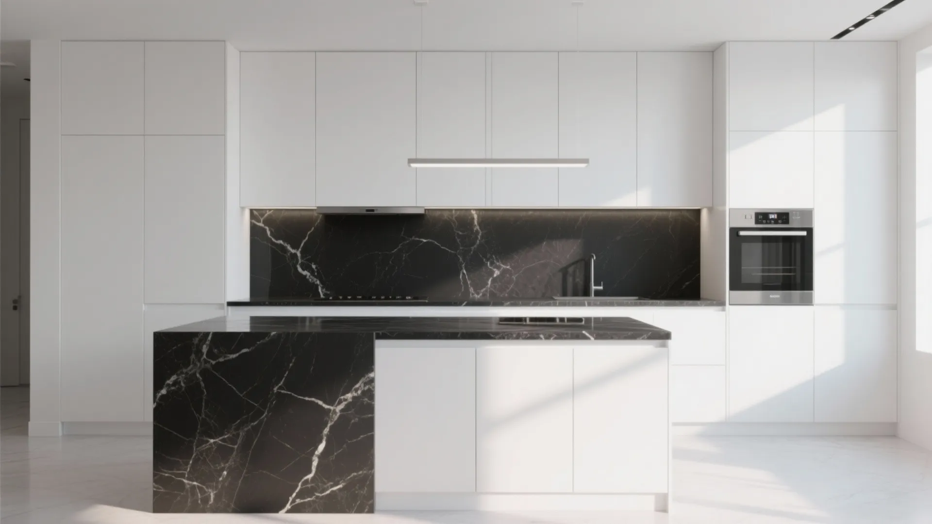 2. Dramatic Black Granite for High Contrast