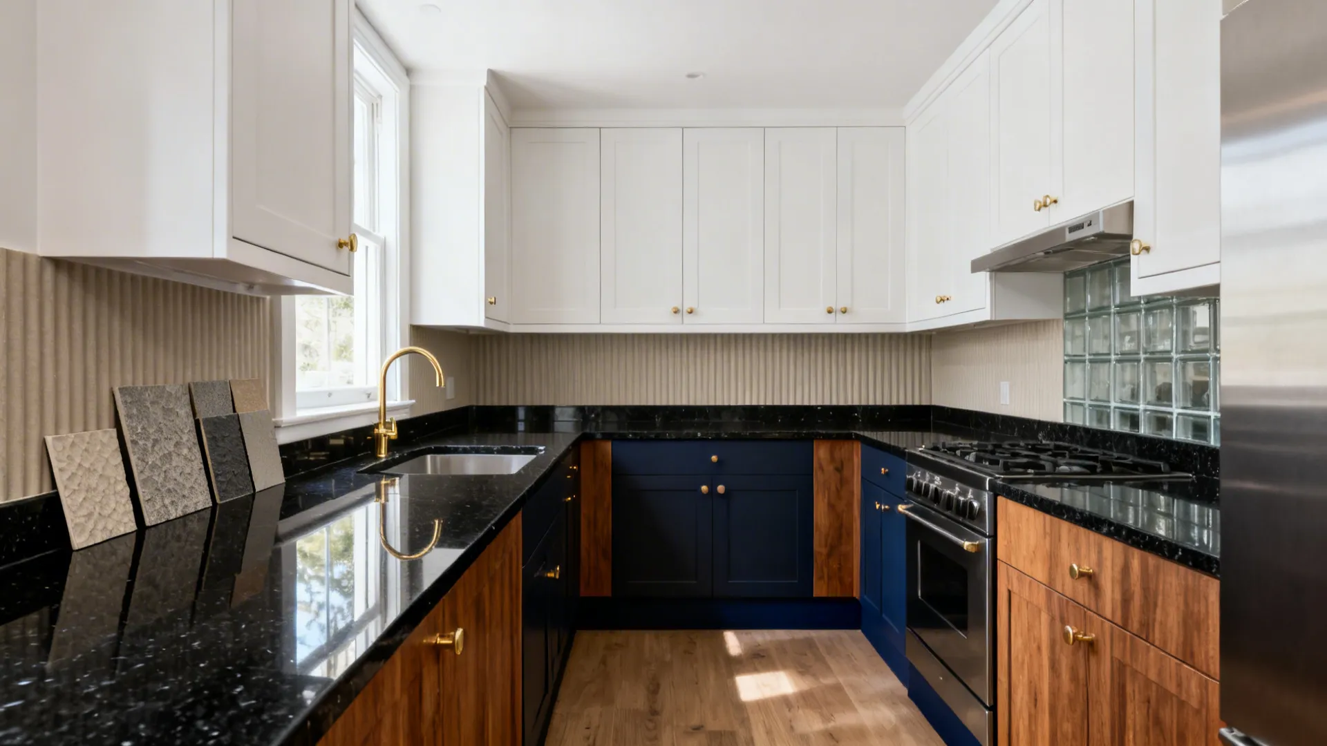 5 Kitchen Design Ideas: Black Granite in Two-Color Schemes