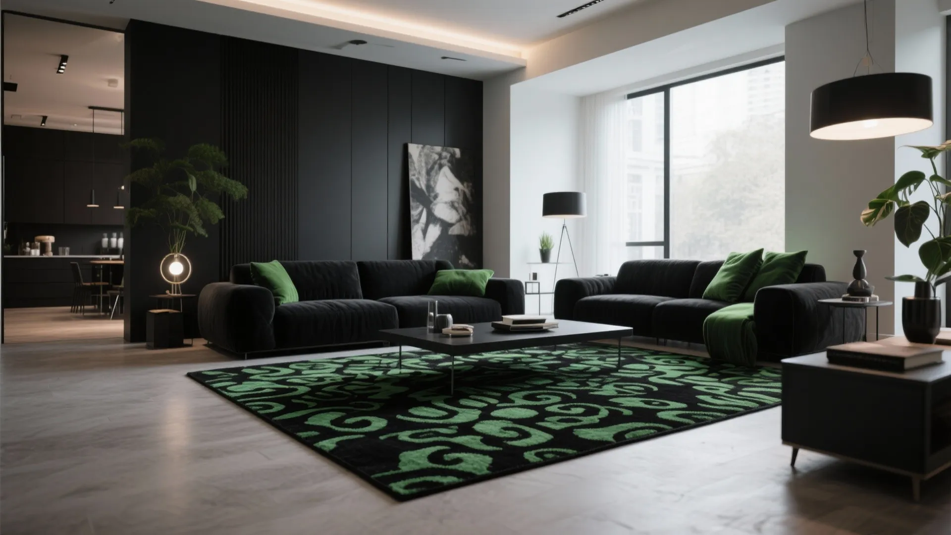 4. Black and Green Area Rug