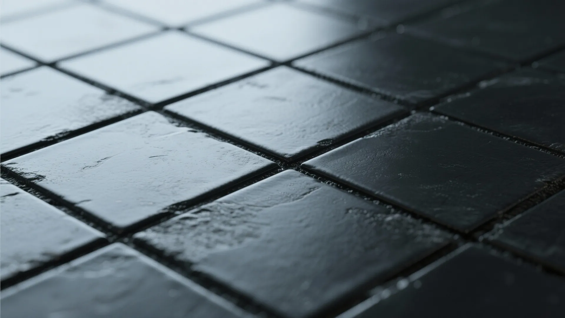 5. Black grout on dark tiles for a seamless, modern look