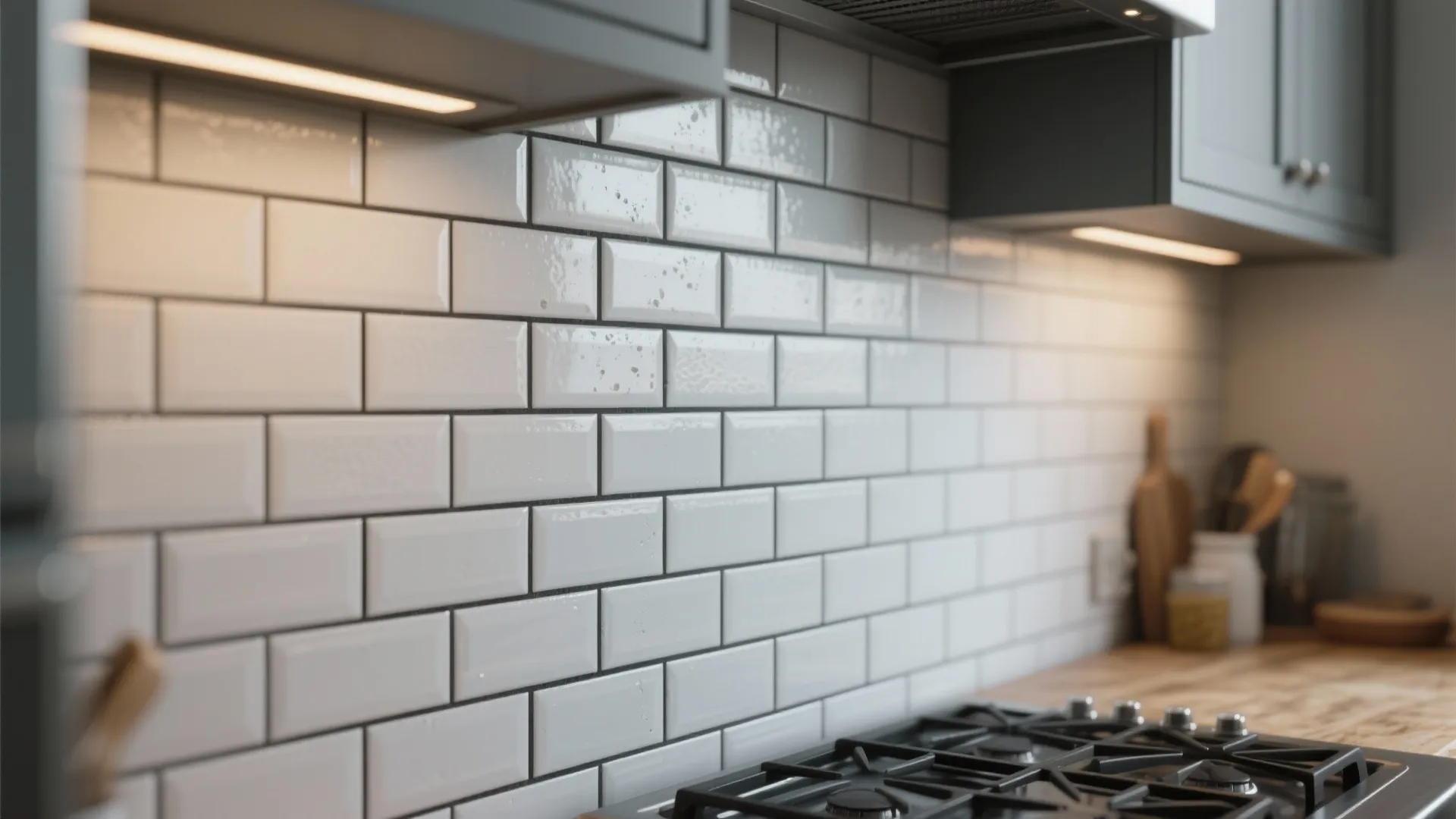 2. Matte black grout with white subway tiles