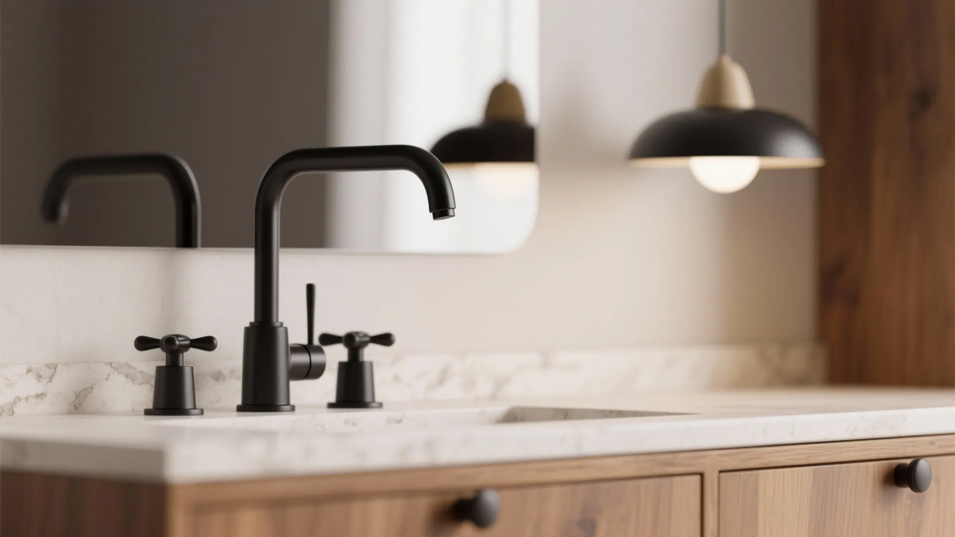 3. Black hardware and minimalist fixtures
