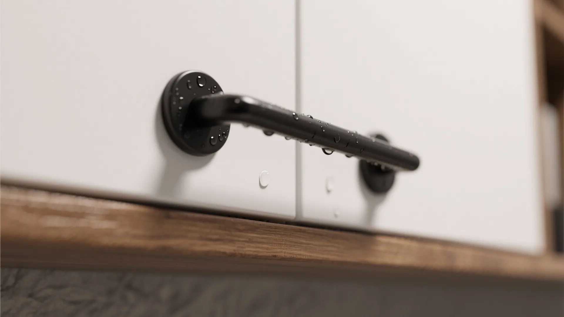 2. Create contrast with warm wood or matte black hardware