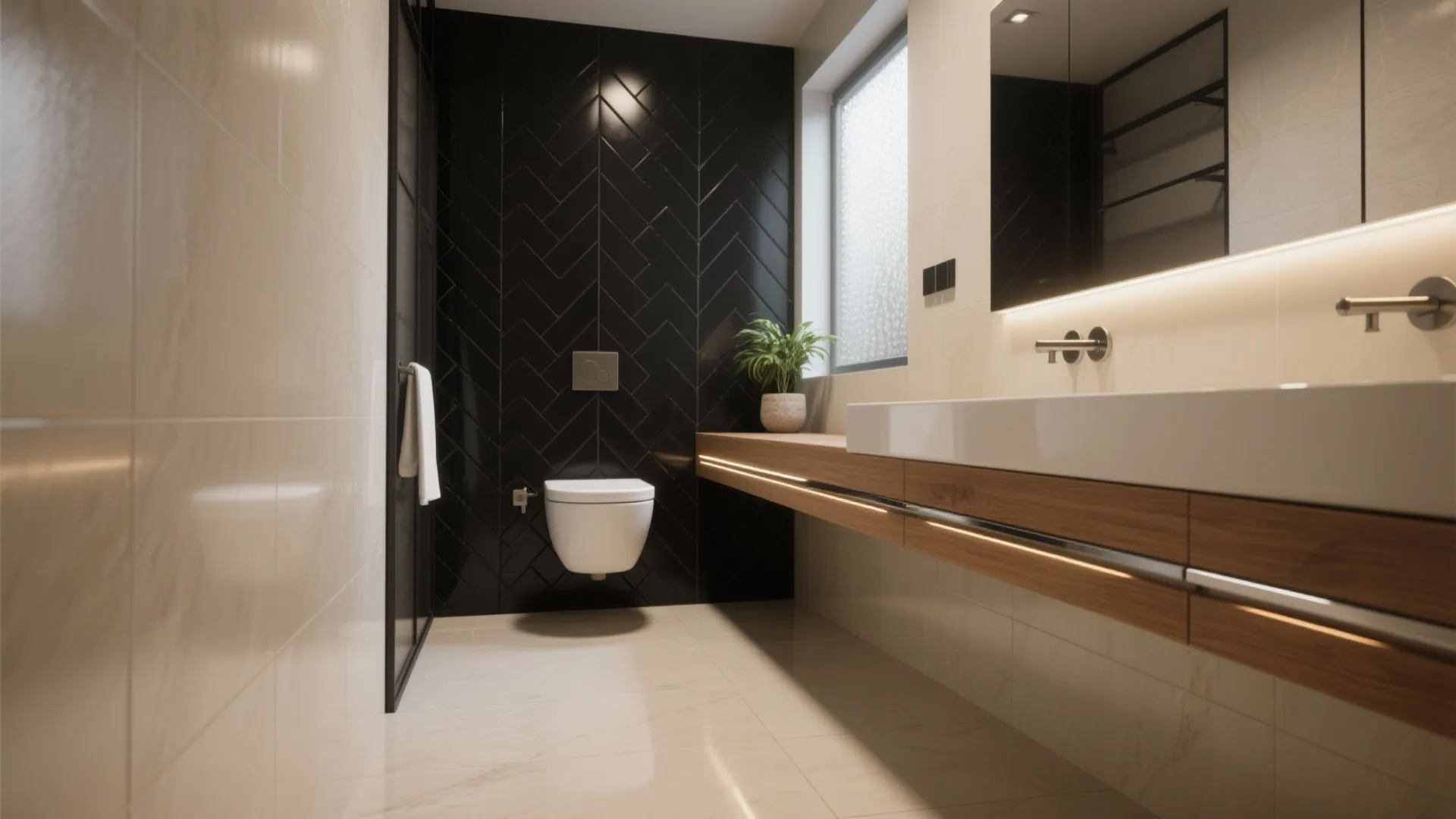 5 Black Herringbone Tile Bathroom Ideas: Creative small-bathroom inspirations using black herringbone tile — practical, stylish, and space-smart