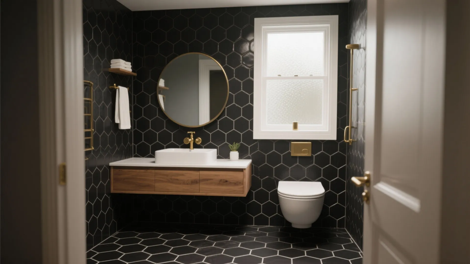 5 Black Hexagon Bathroom Tile Ideas