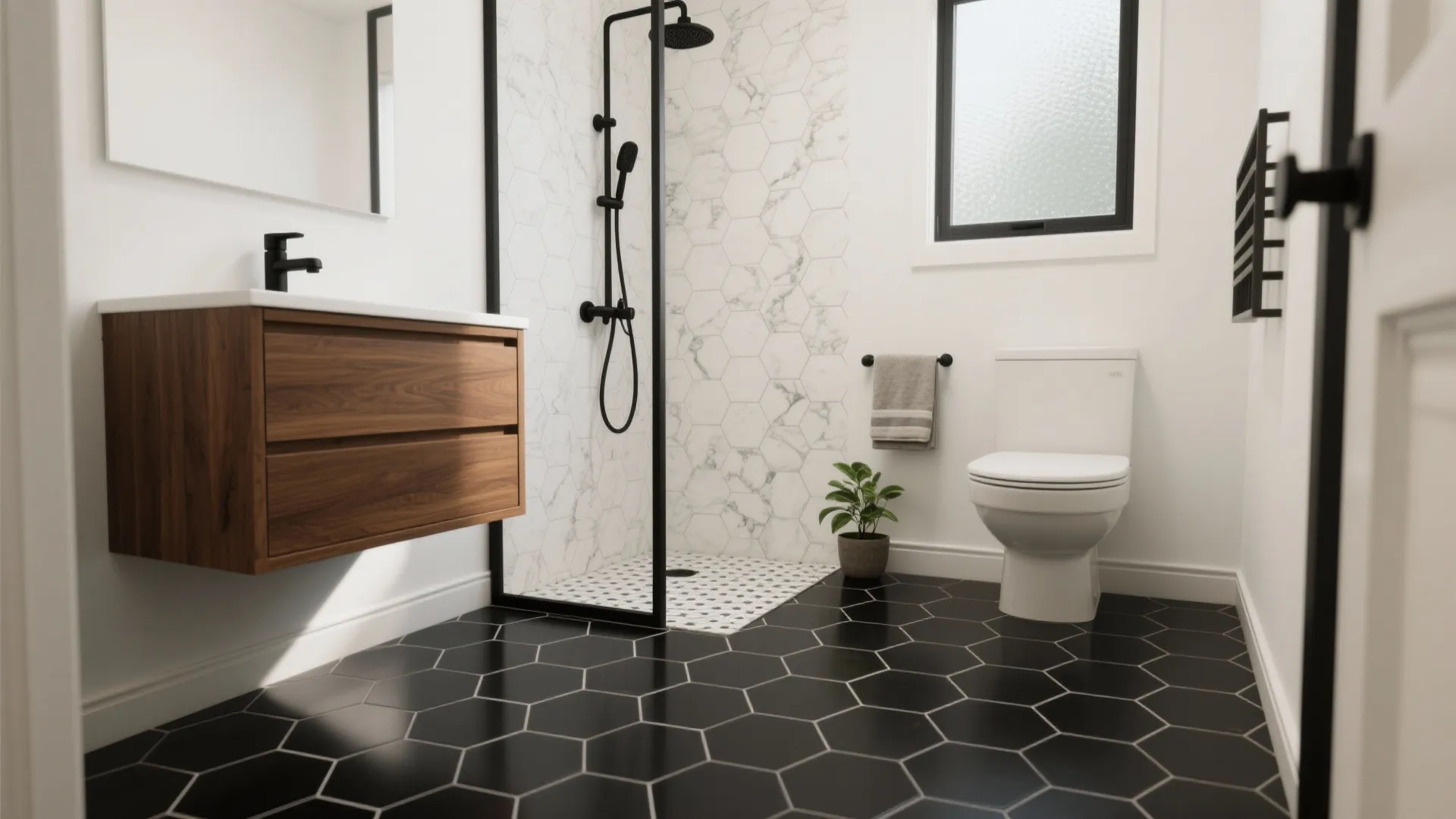Black Hexagon Floor Tile Ideas (5 Inspirations)