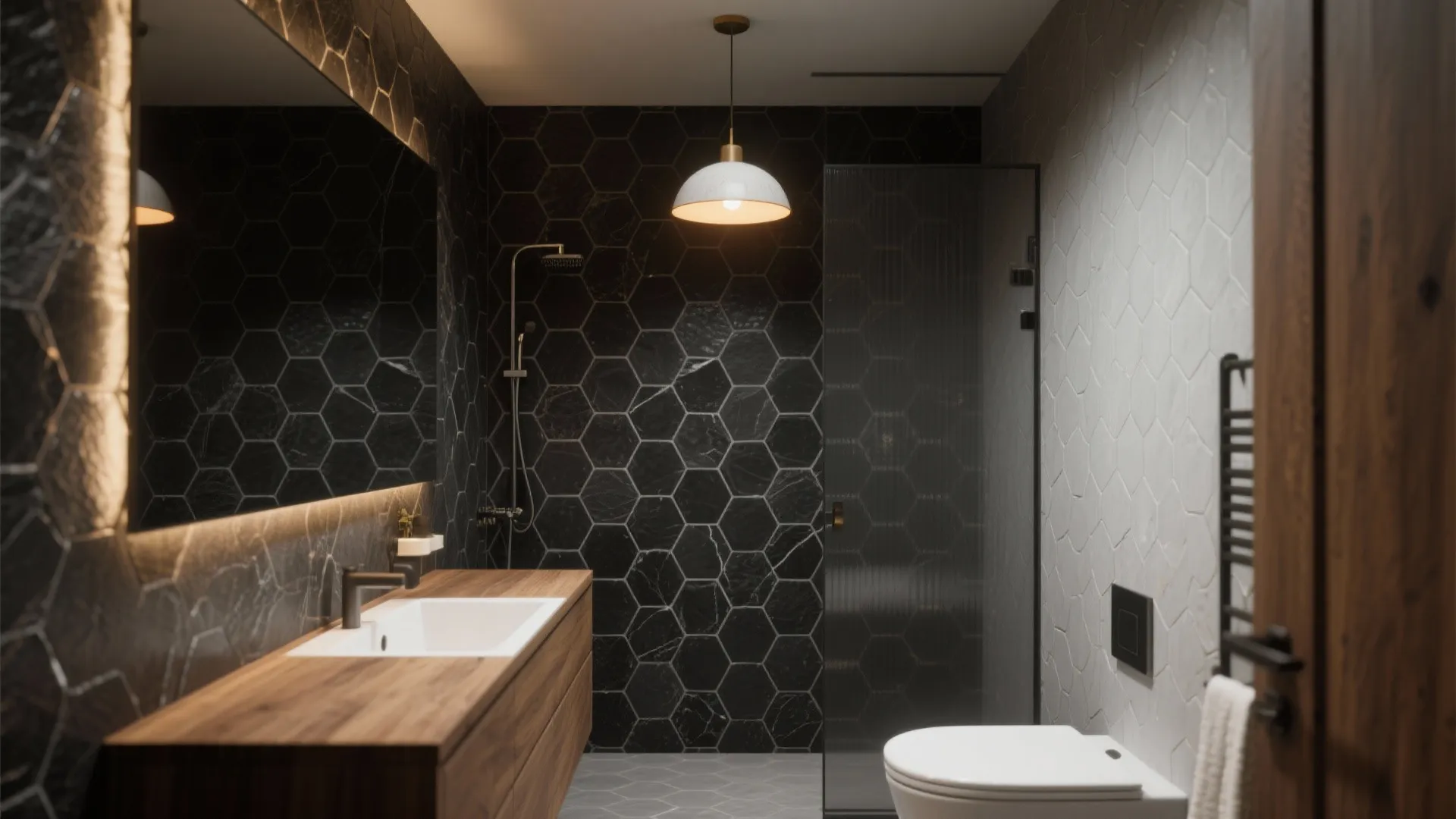 Black Stone Hexagon Tile Bathroom: 5 Bold Ideas: Creative small-space strategies and real-world tips for styling a bathroom with black hexagon stone tiles