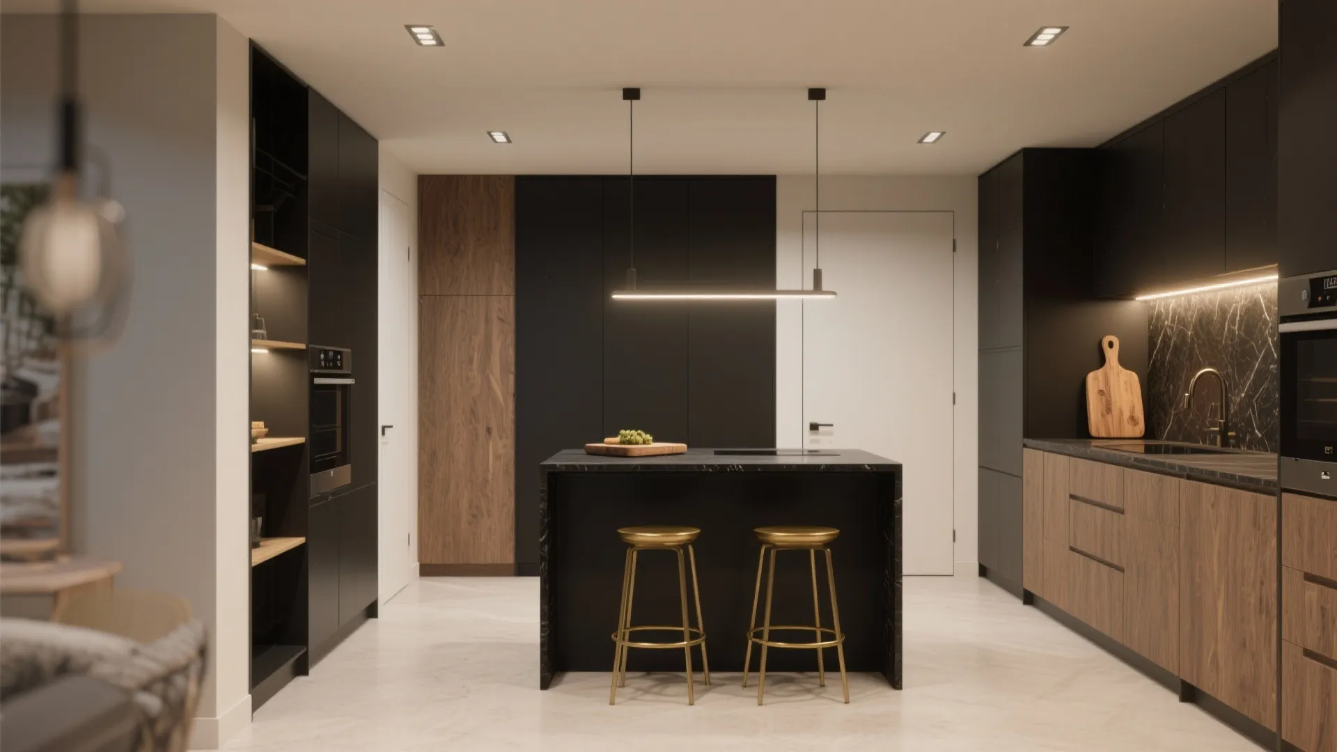 3. Matte black island as the focal point