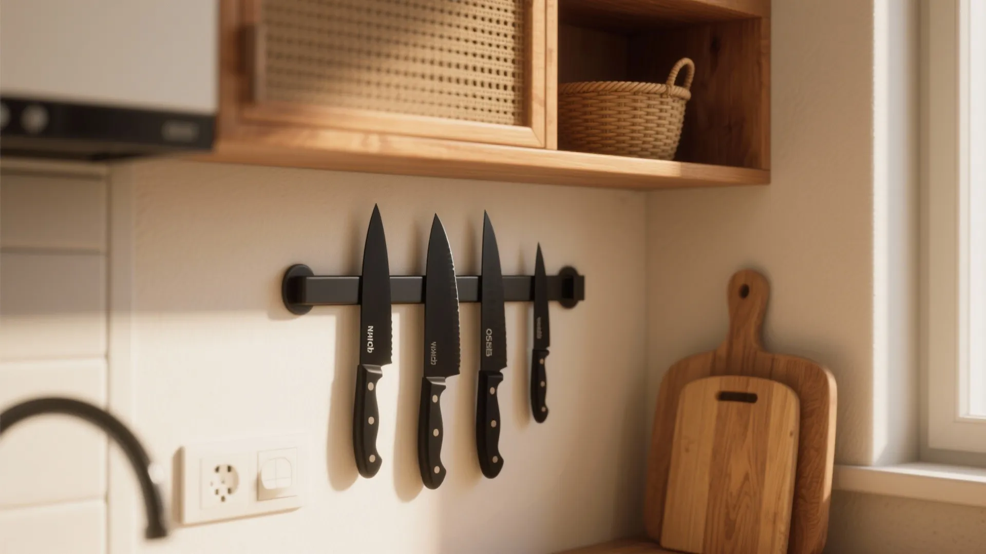 2. Pair black knives with warm wood tones