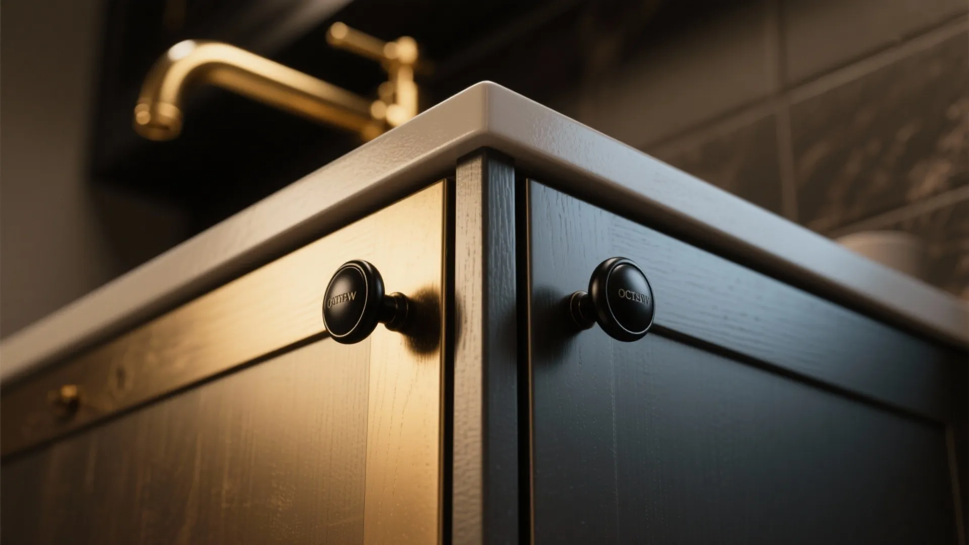 4. Black Knobs with Mixed Metals for Layered Character