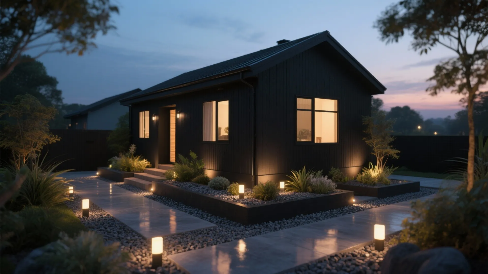3. Balance with thoughtful landscaping and lighting