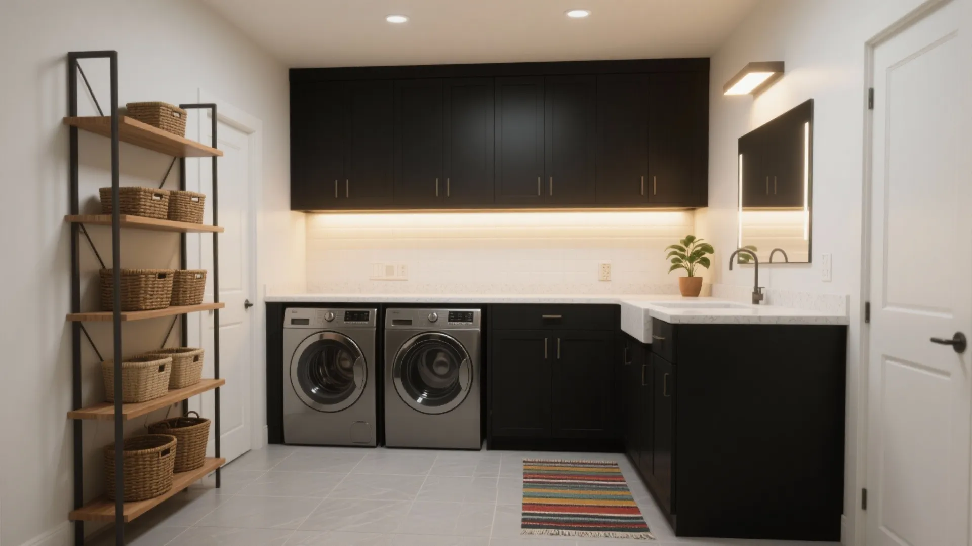 5 Basement Laundry Room Ideas with Black Cabinets: Practical and stylish black cabinet ideas to transform a basement laundry room