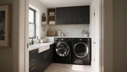 5 Laundry Room Ideas with a Black Washer and Dryer