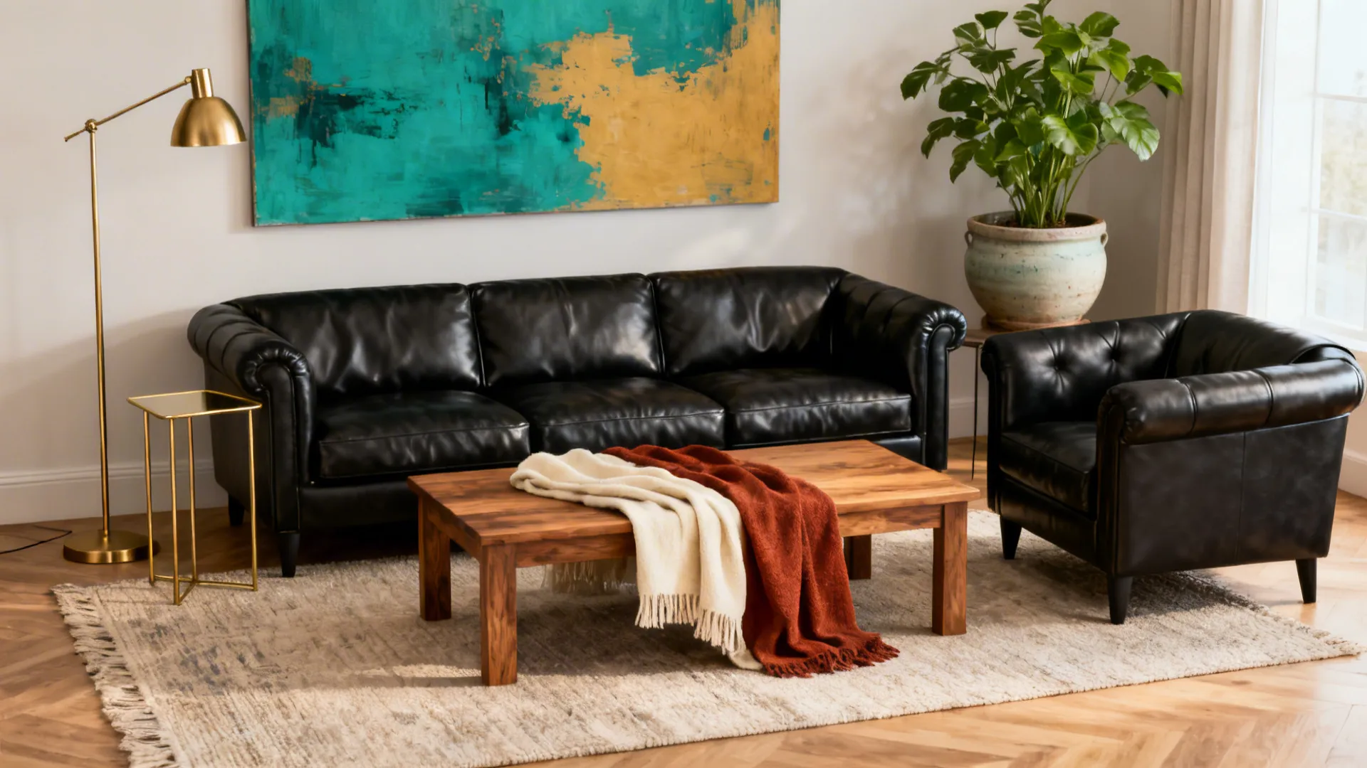 3 Stylish Ways to Style a 3-Piece Black Leather Living Room Set