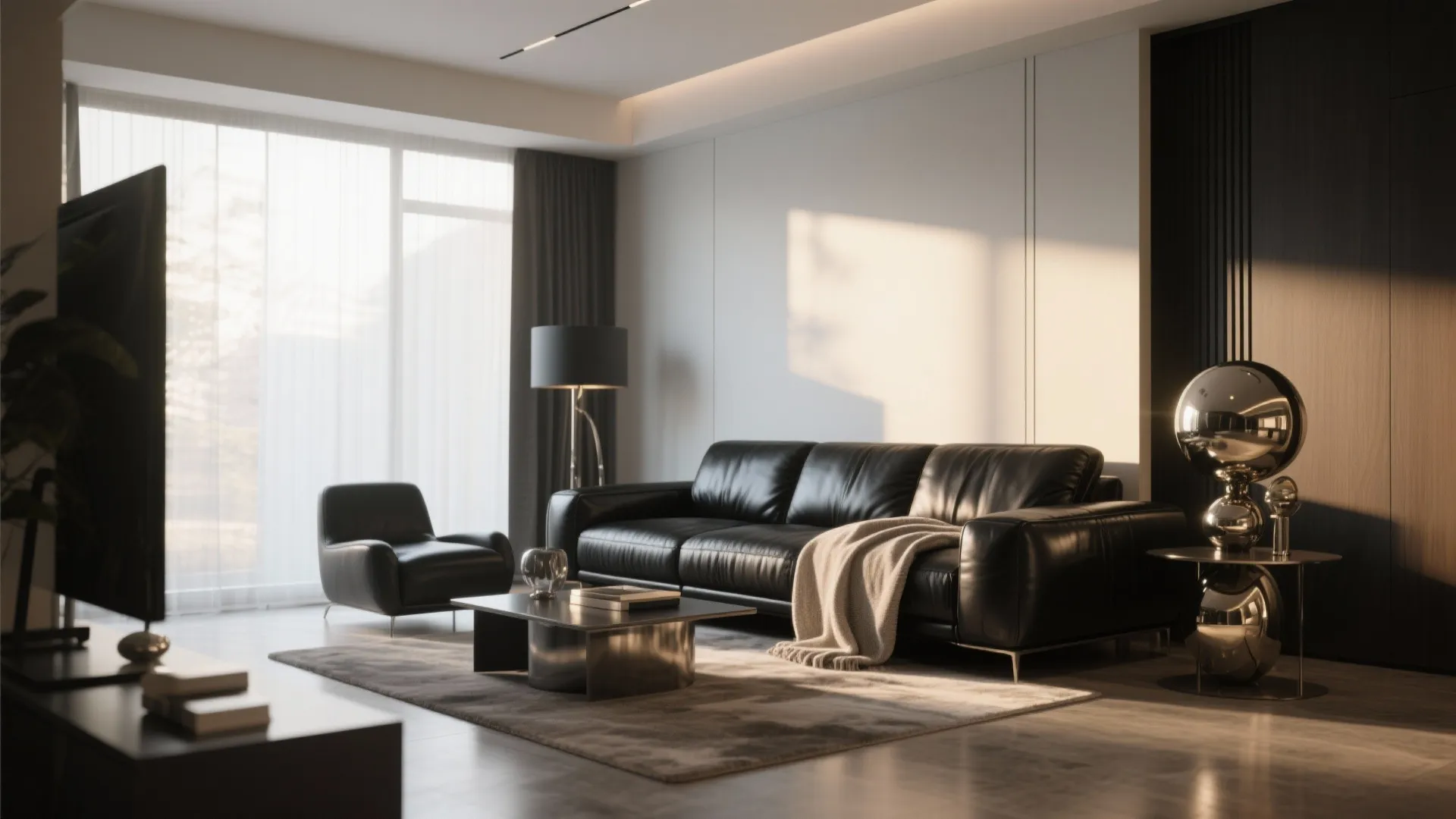 4. Black Leather Seating