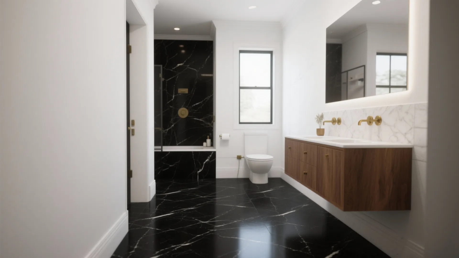 Black Marble Bathroom Floor Ideas — 5 Inspiring Designs: How to use black marble floors to make small bathrooms feel luxe and spacious — 5 practical inspirations from a seasoned designer