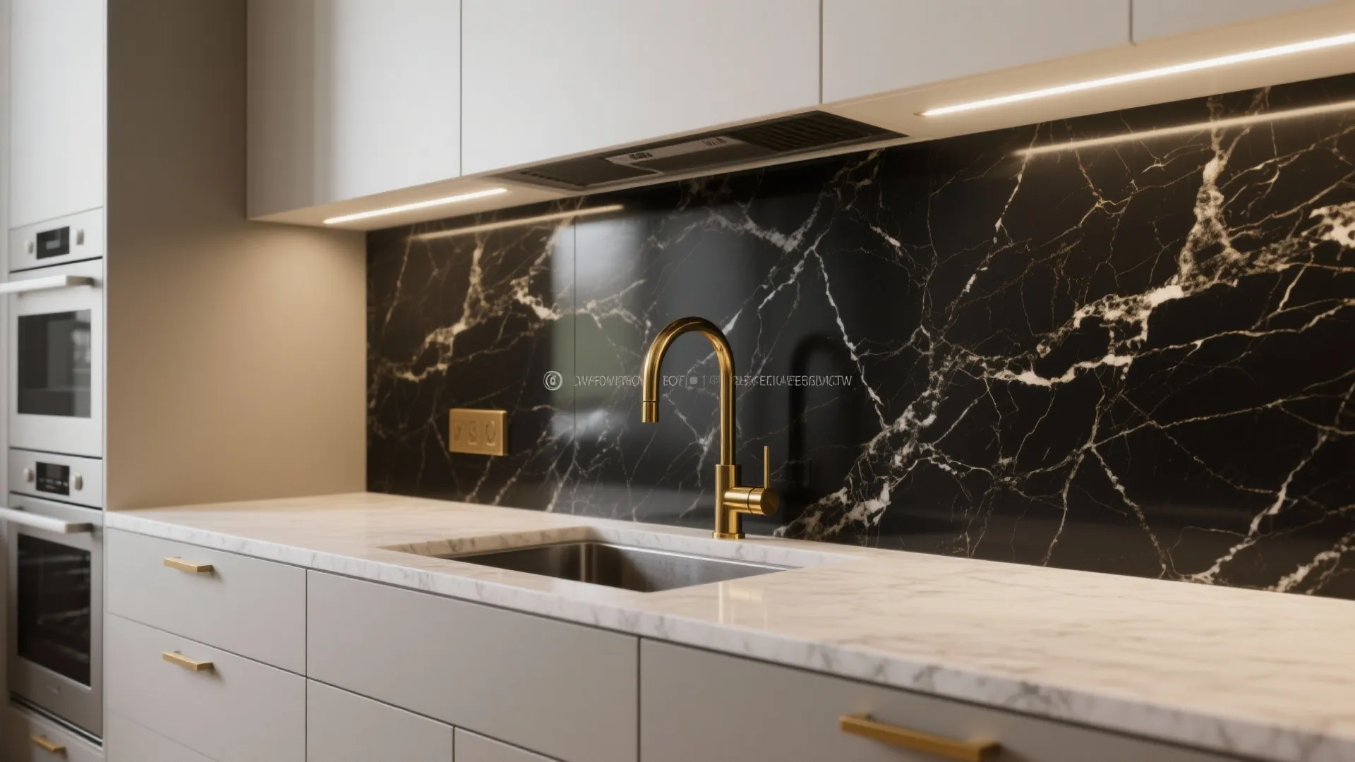 Black Marble and Stone-Effect Wallpaper (Kitchens, Entries, and Baths)