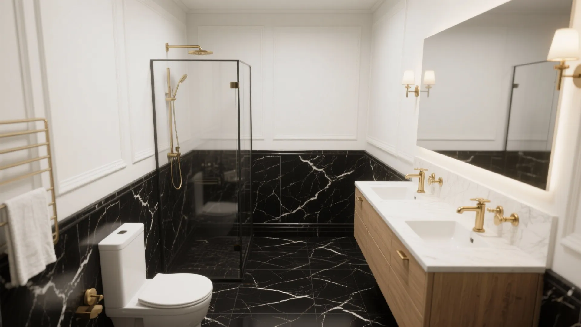 Marble-Effect Black Tiles for Luxe Drama