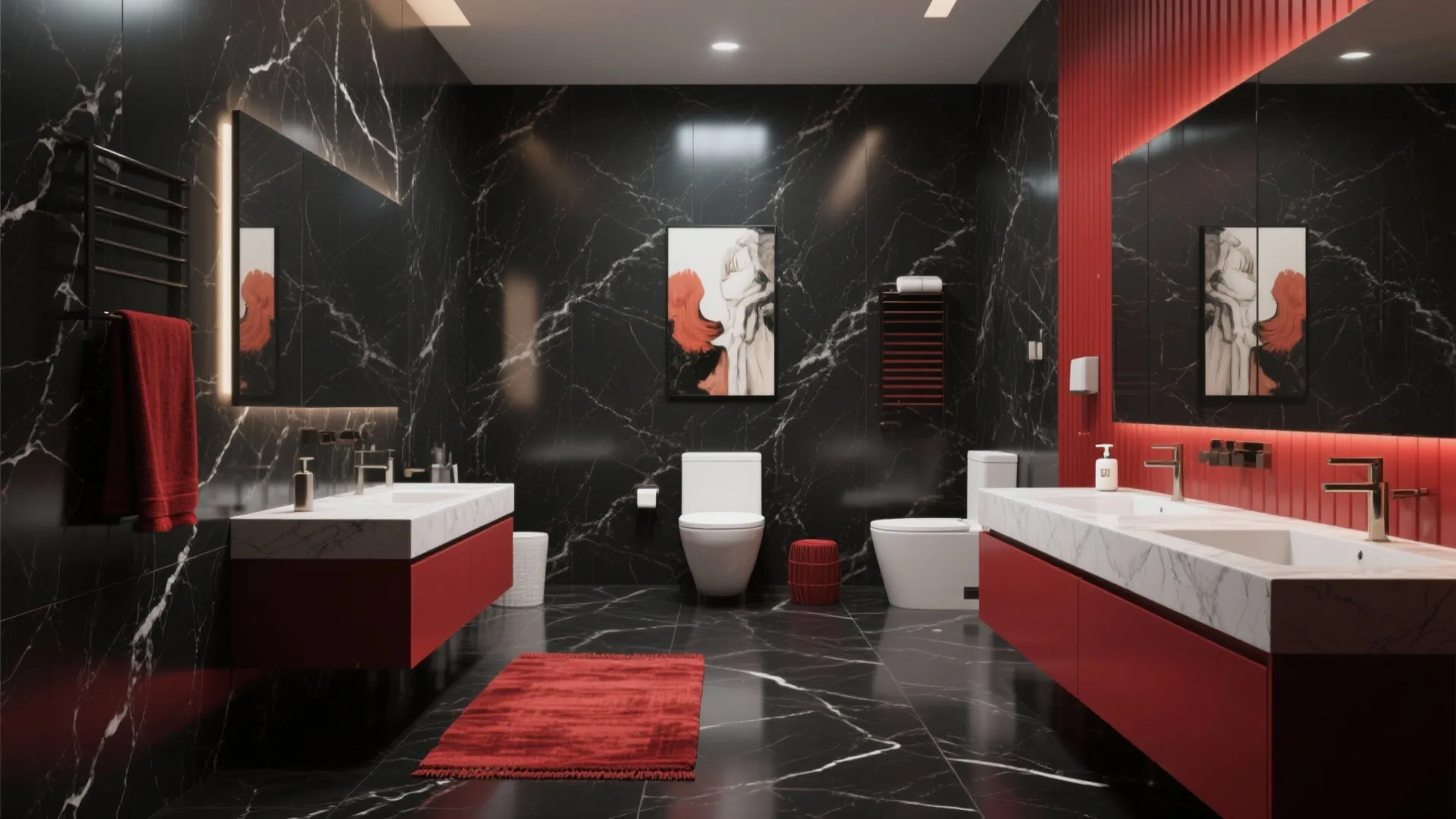 8. Black Marble with Red Decor