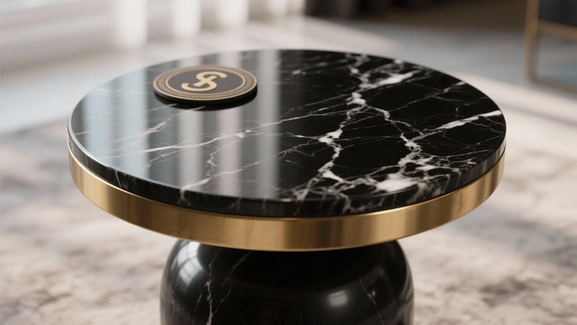 5. Black Marble-Top End Table