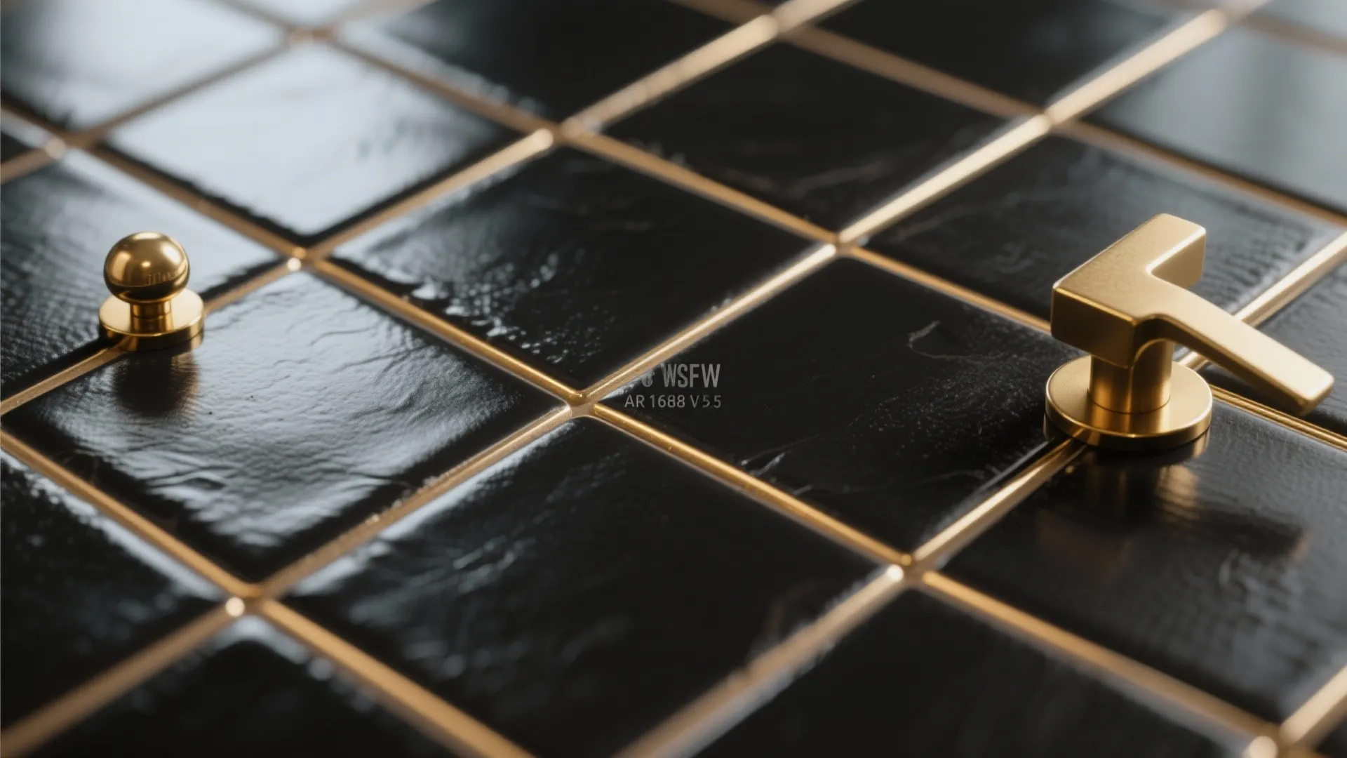 5. Black tiles with metallic accents