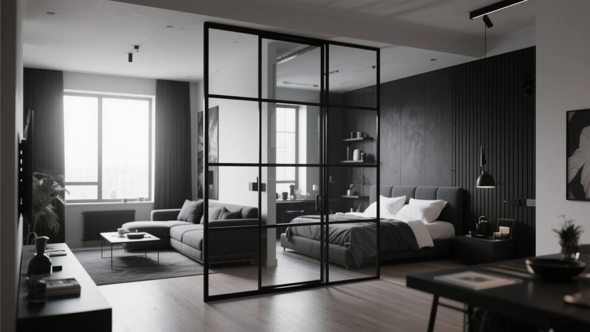 10. Black Metal Room Divider