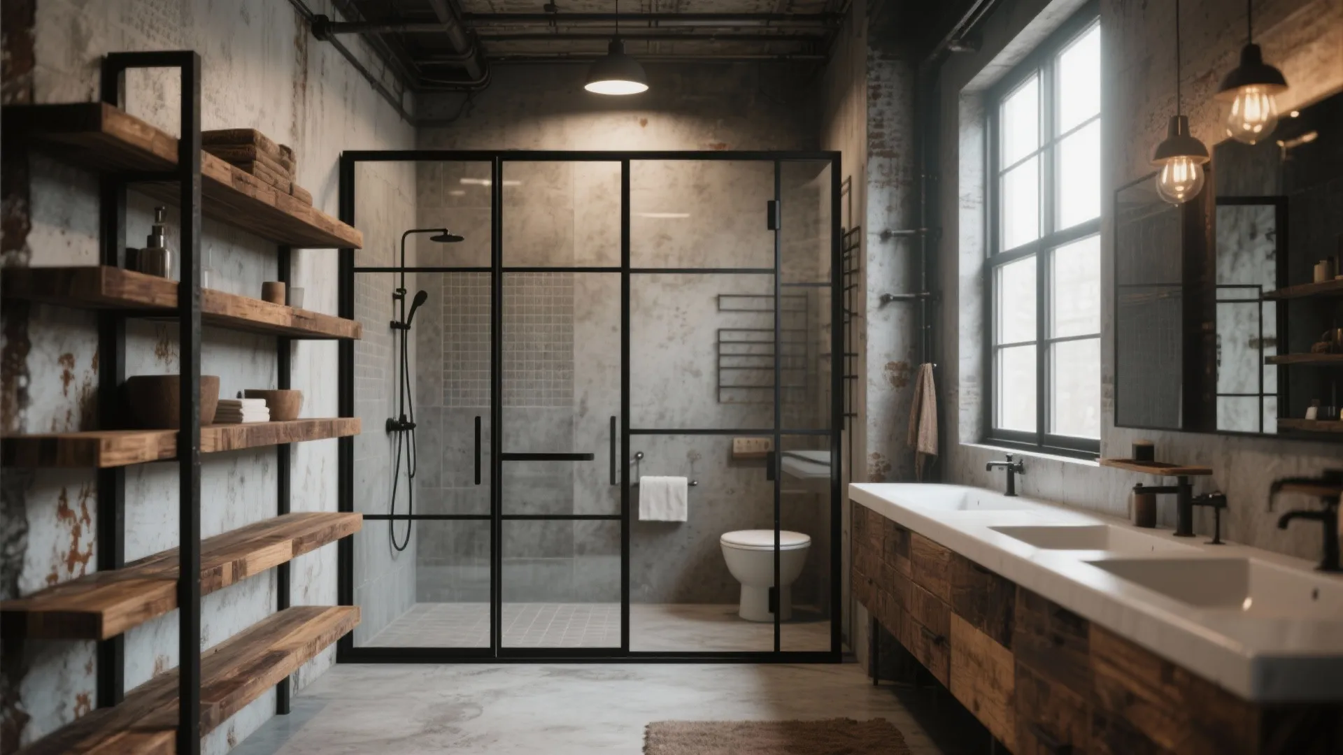 5. Combine Black Metal Framing with Reclaimed Brown Wood