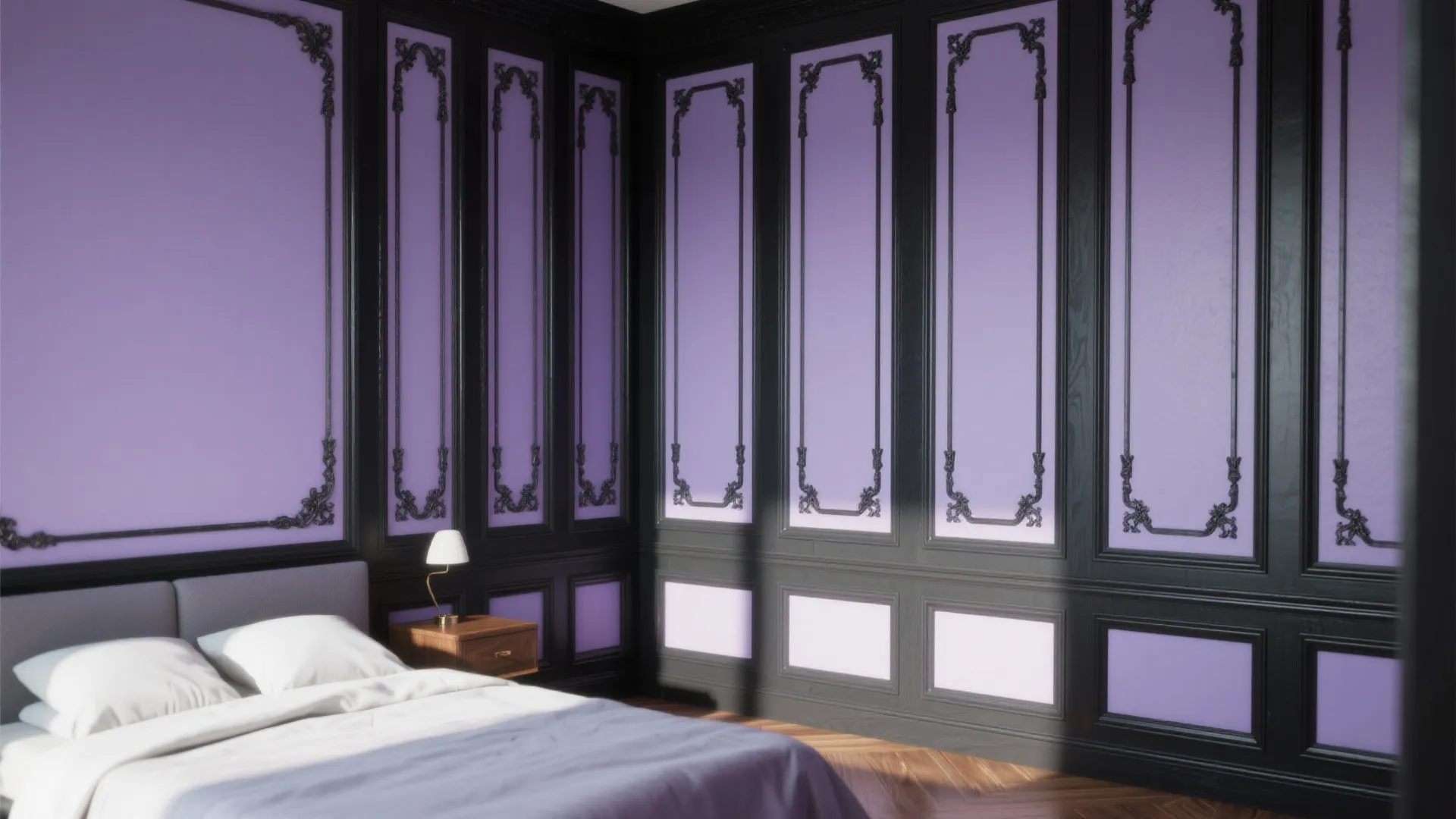 Tip 7: Try Black Moldings with Lavender Painted Panels