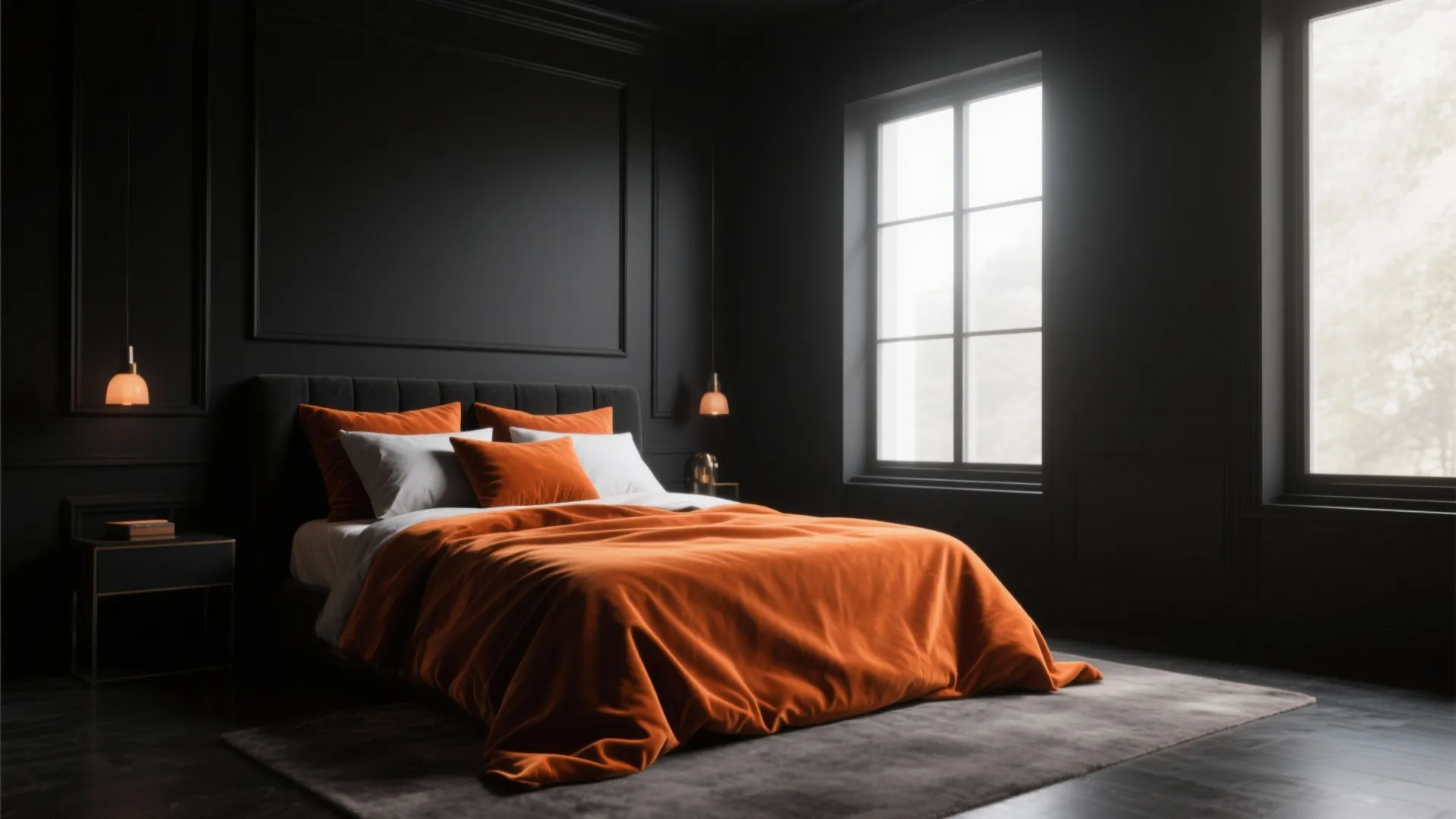 Stylish Black and Orange Bedroom Ideas