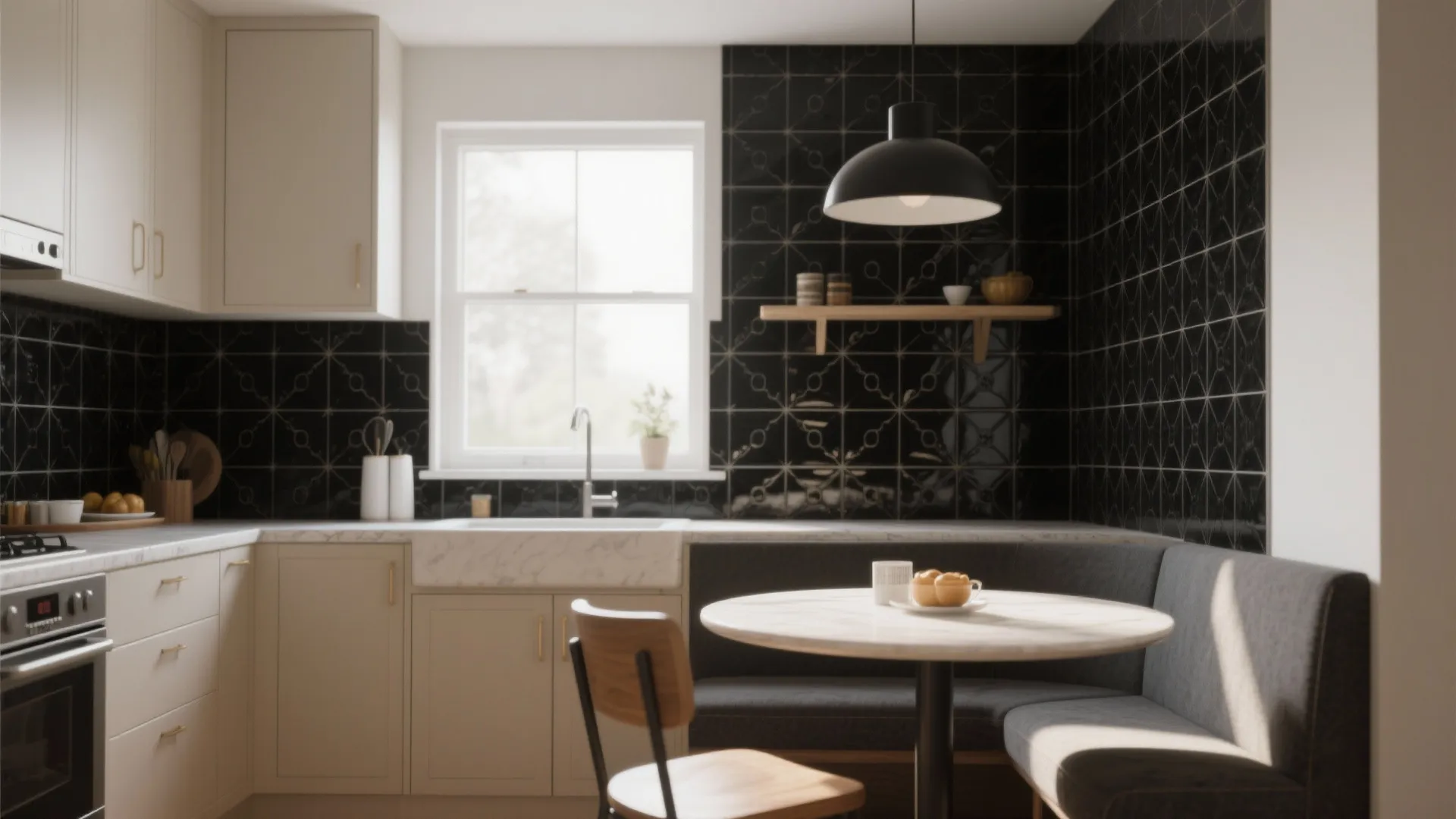 4. Black Patterned Tiles to Add Personality