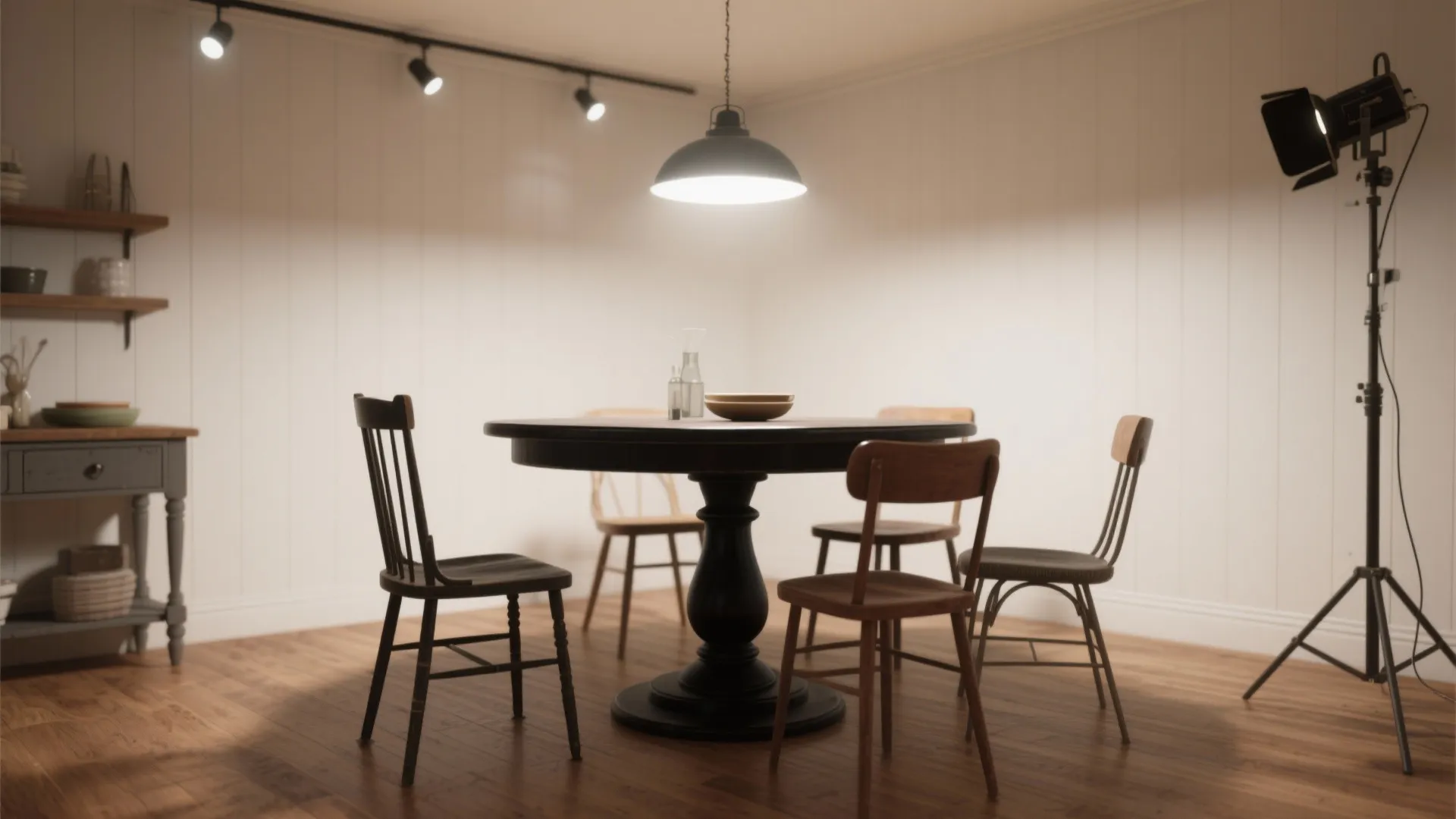 4. Black Pedestal Farmhouse Table for Small Spaces