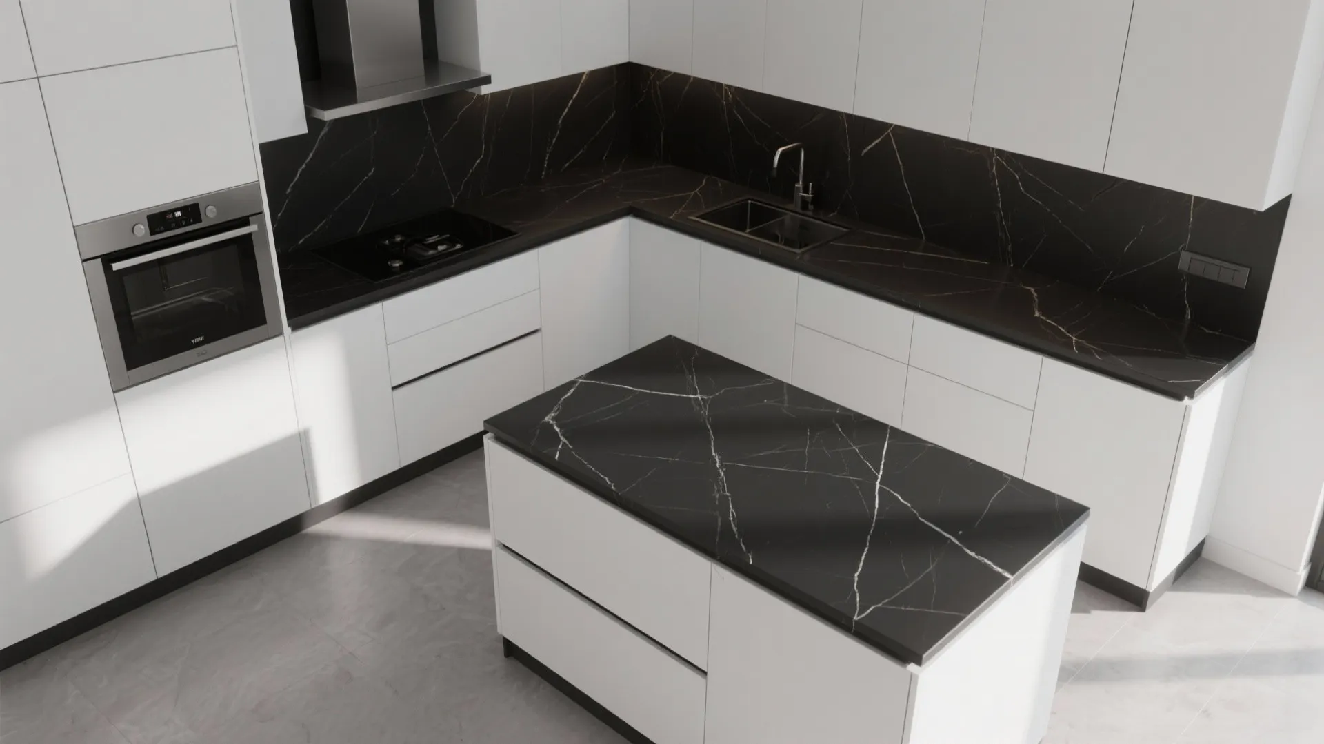 4. Black Porcelain Slabs for Ultra-Thin Profiles