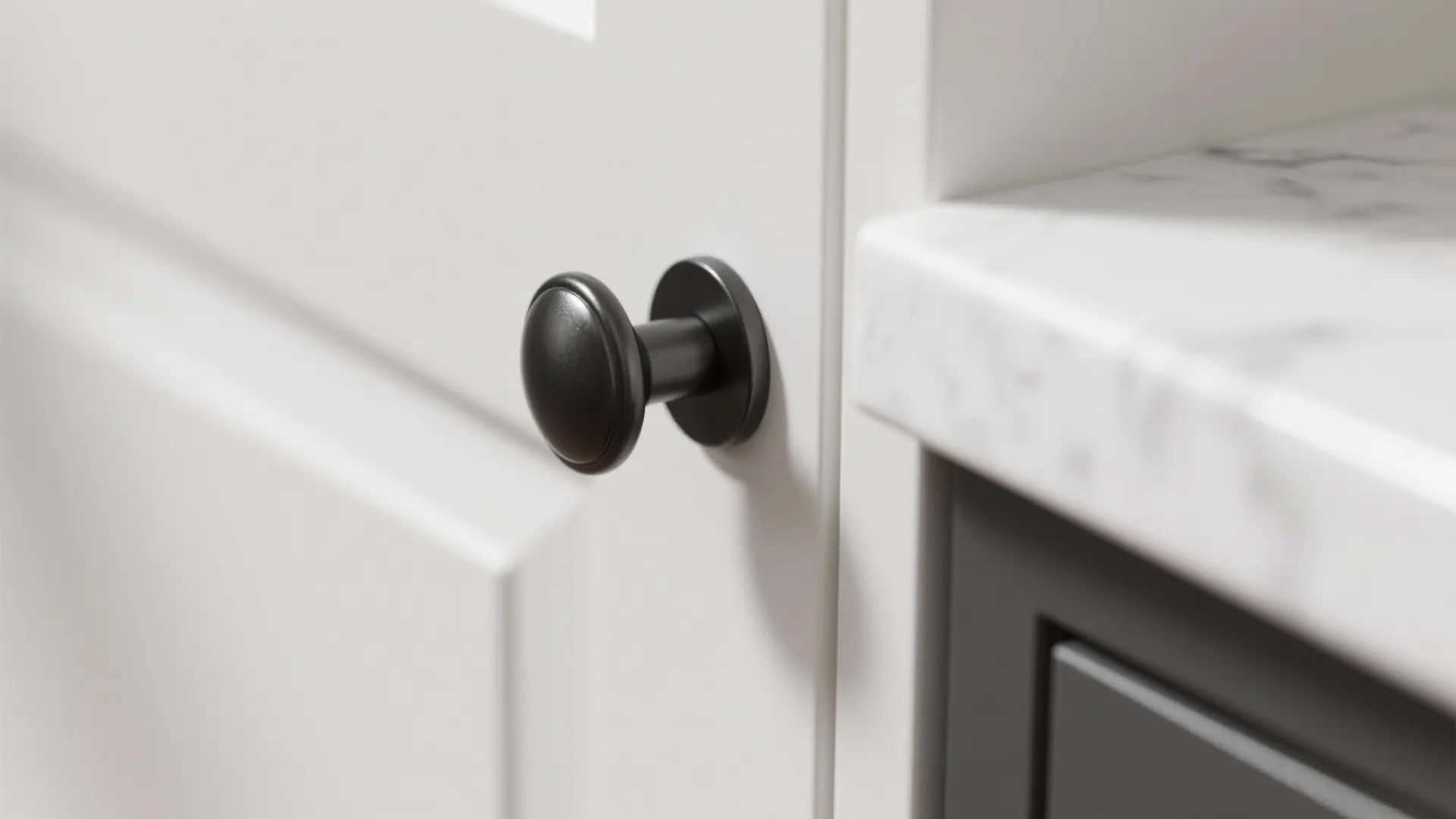 Graphic Black Hardware and White Countertop