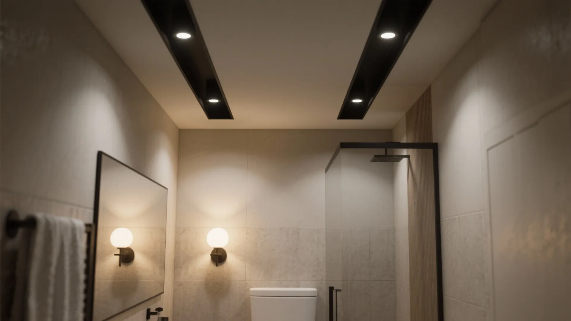 3. Black recessed downlights for layered lighting