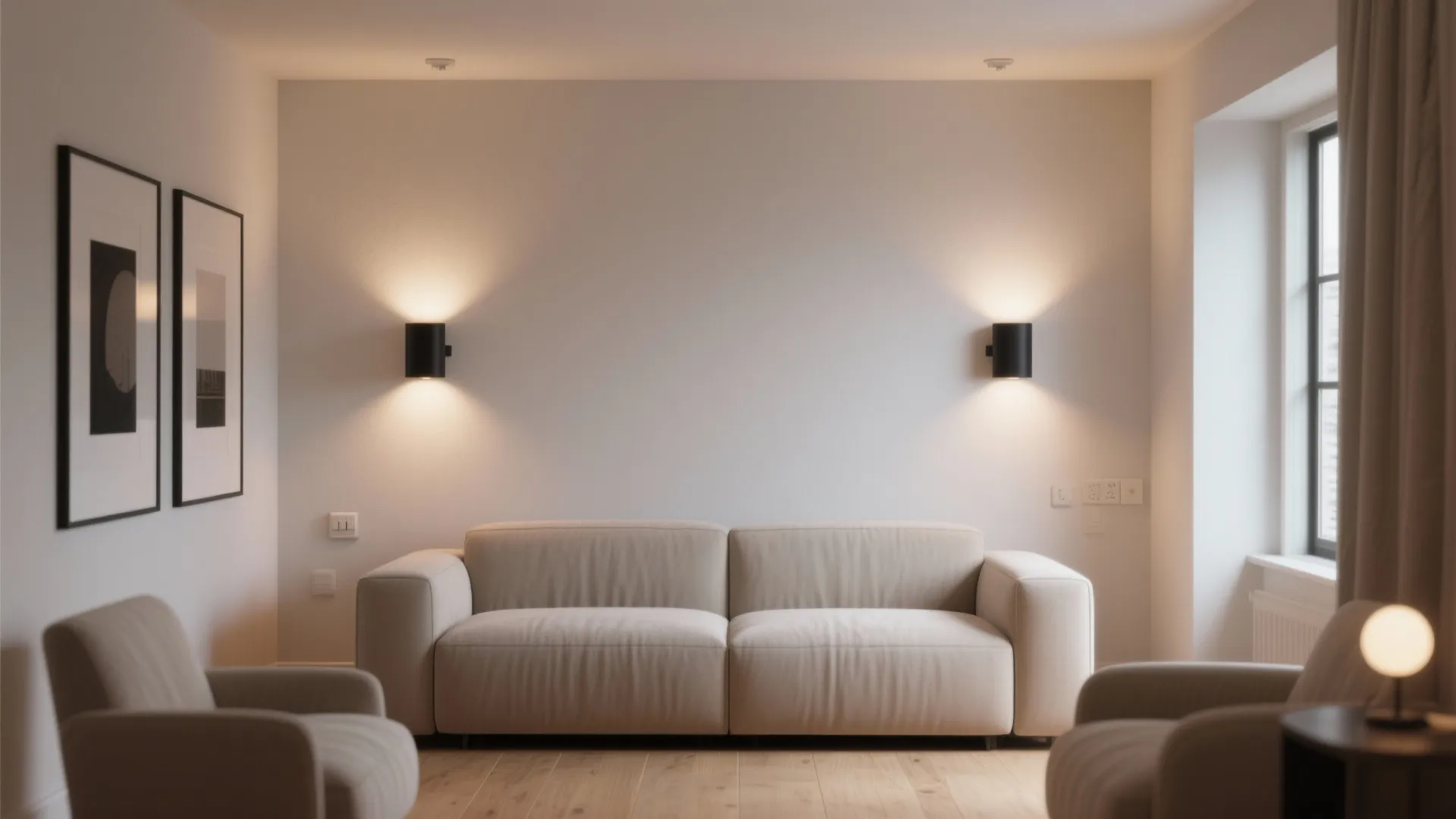 4. Black recessed sconces for layered ambient light