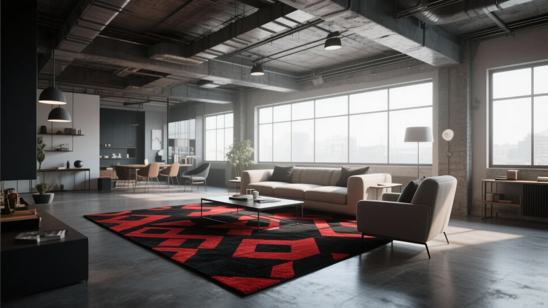 3. Black and Red Patterned Rugs