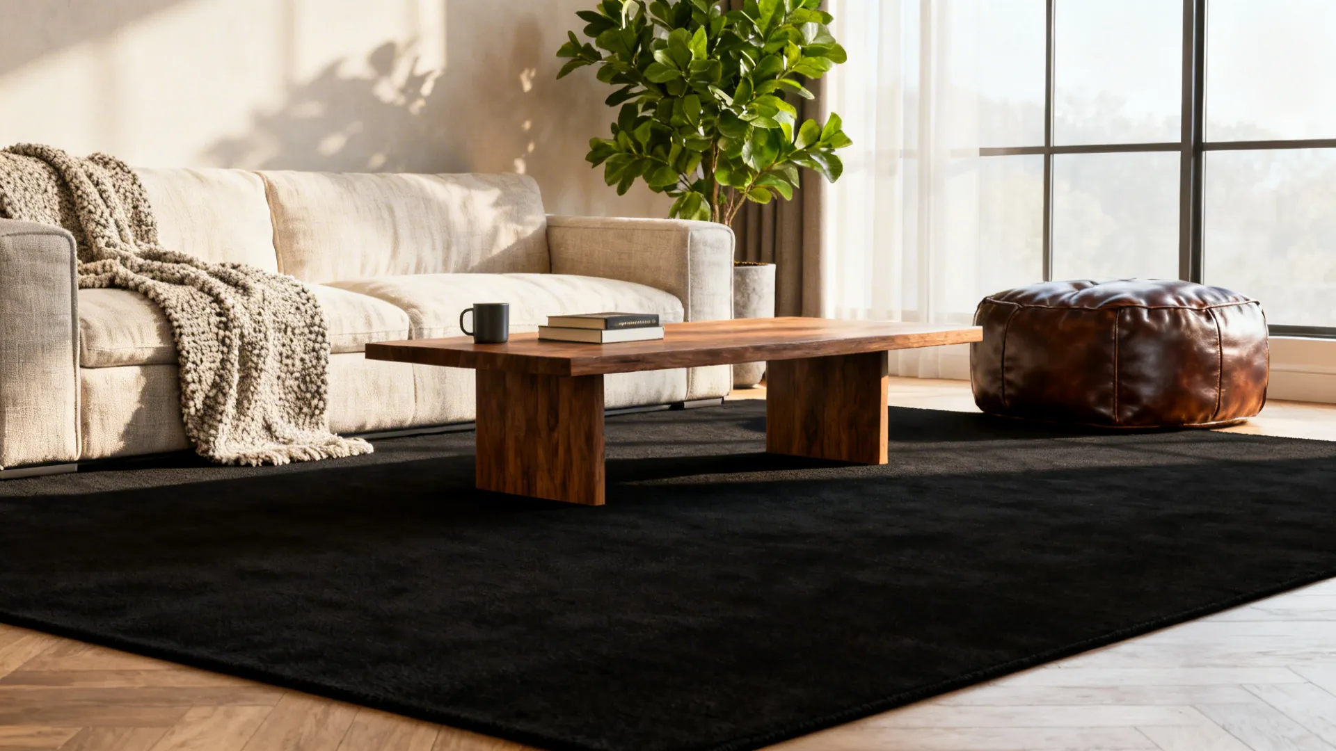 Big Black Rugs: 5 Living Room Ideas