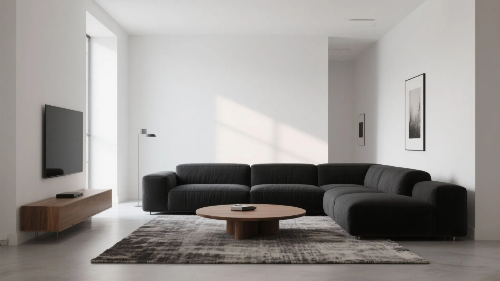 1. Minimalist Contrast with White Walls