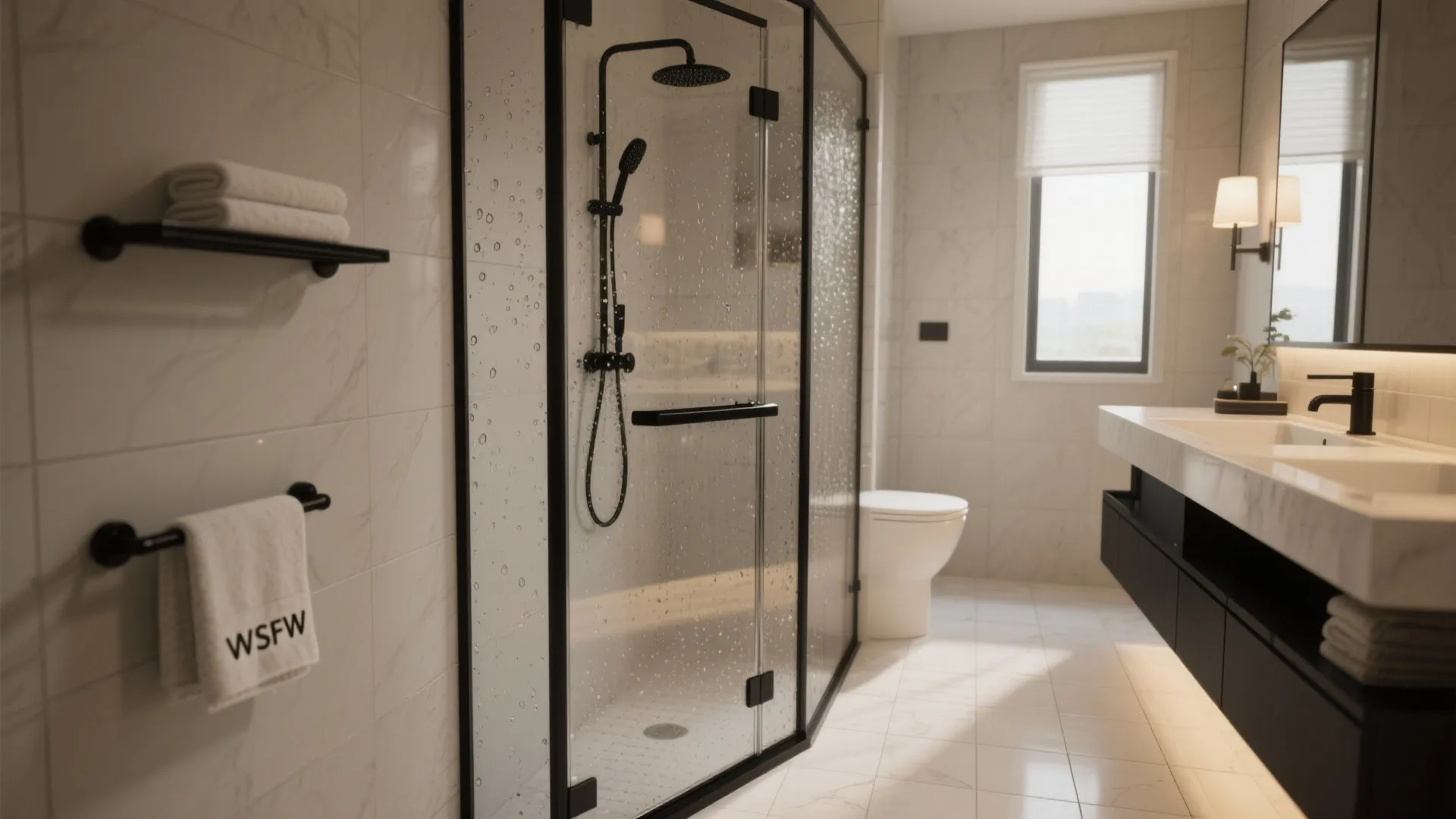 3. Black lever handles for shower doors