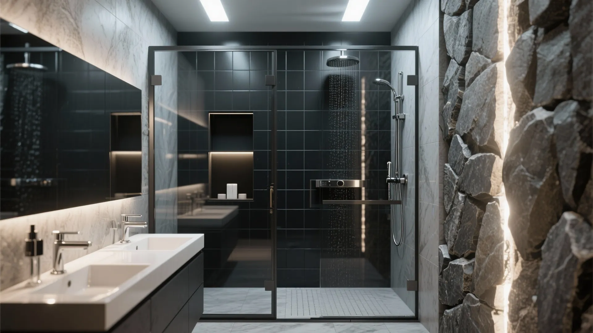 8. Black Shower Niche
