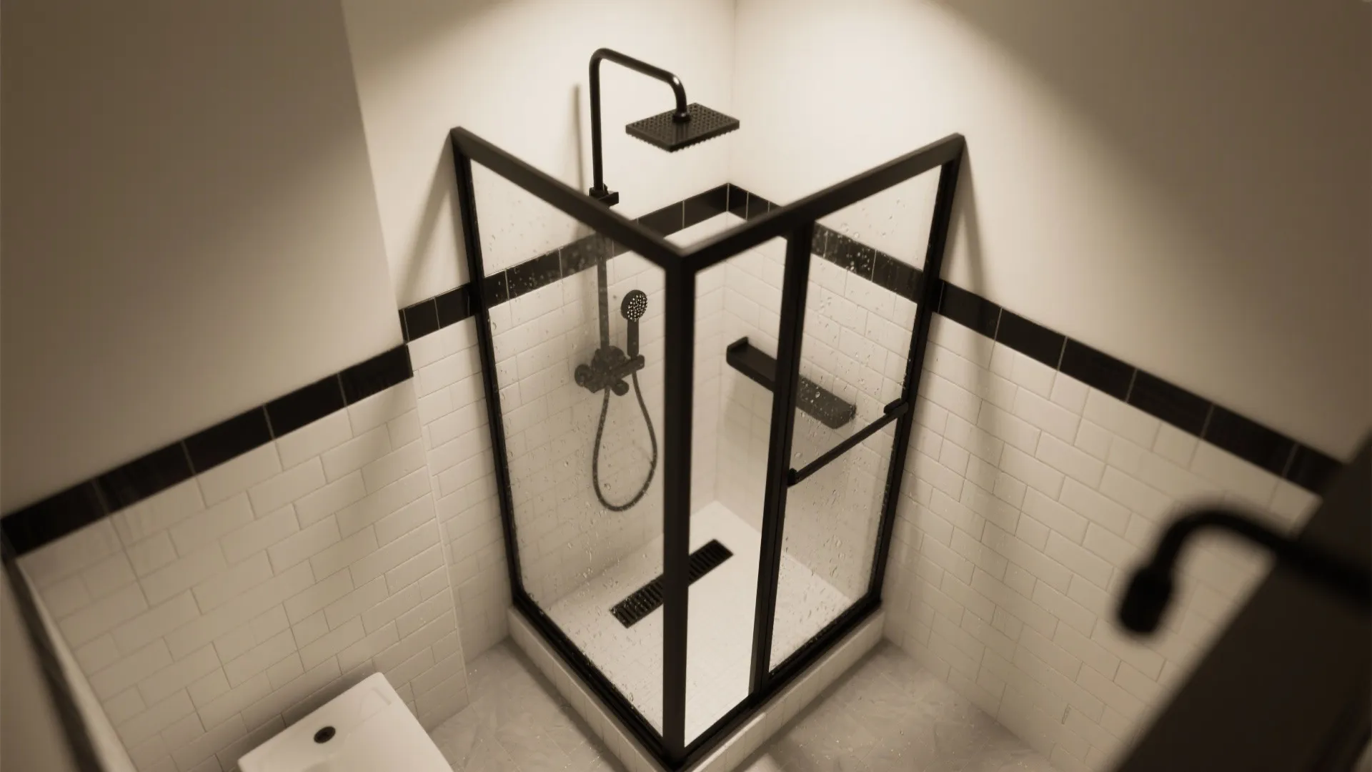 2. Black shower hardware and trim