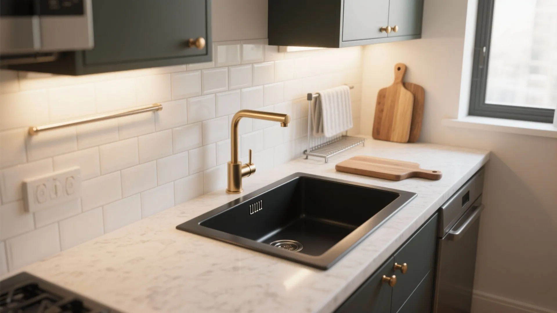 5 Black Undermount Kitchen Sink Ideas: Small tweaks, big impact: creative ways to use a black undermount kitchen sink in compact kitchens