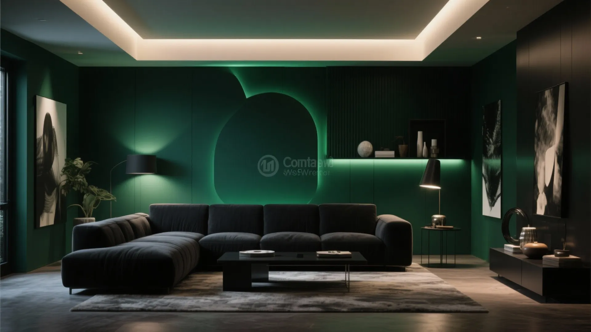 Black Sofa with Bold Accent Wall