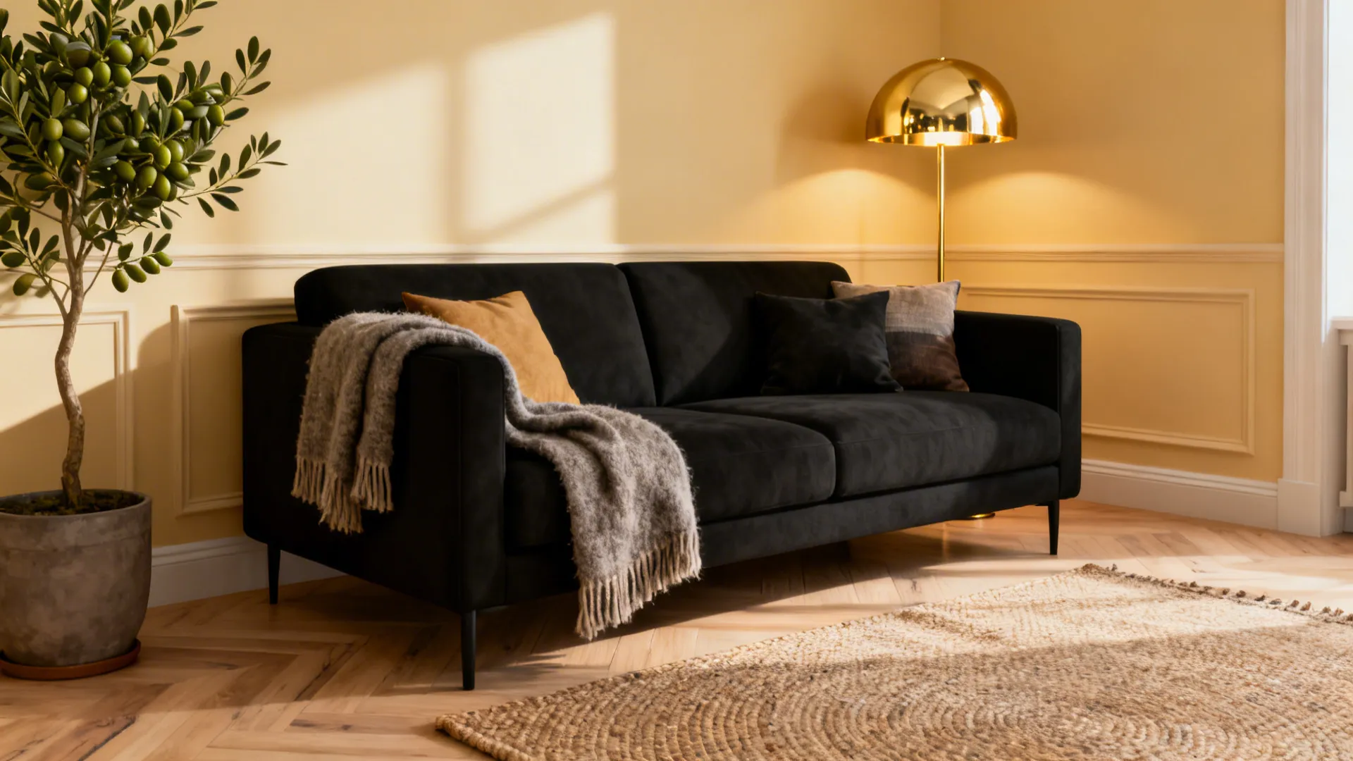 5 Living Room Color Ideas for a Black Sofa