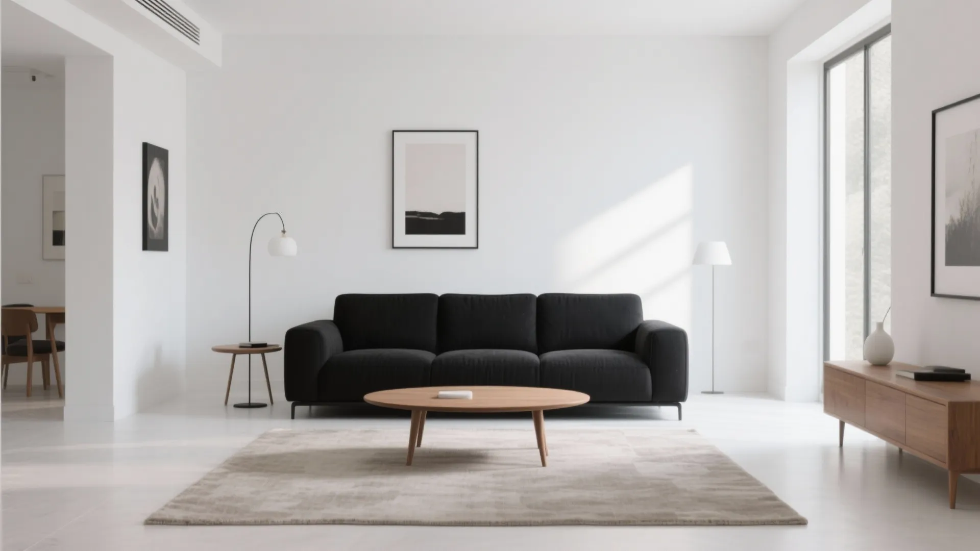 1. Minimalist Contrast with White Walls