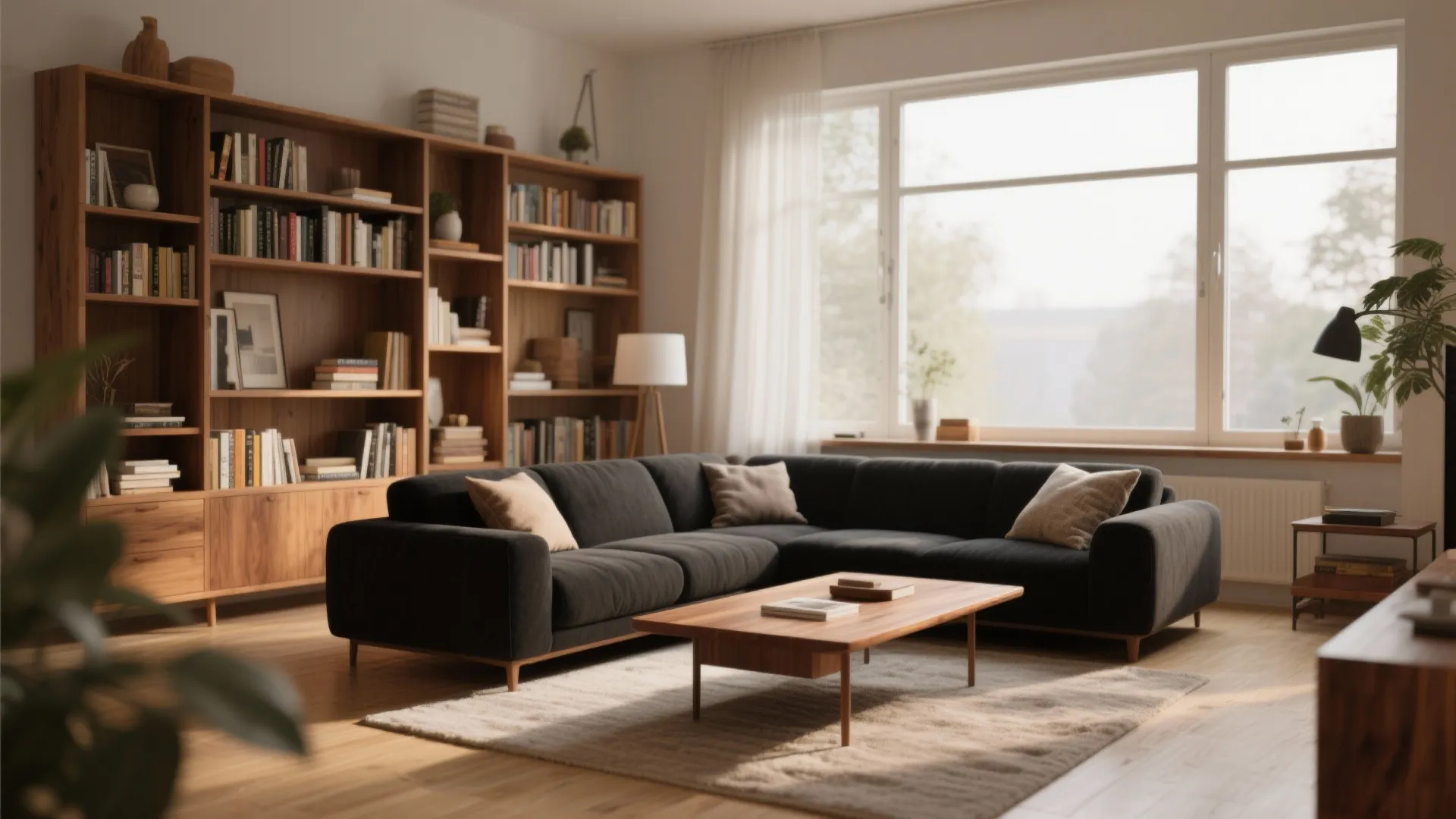 3. Warm Layers with Wood Accents