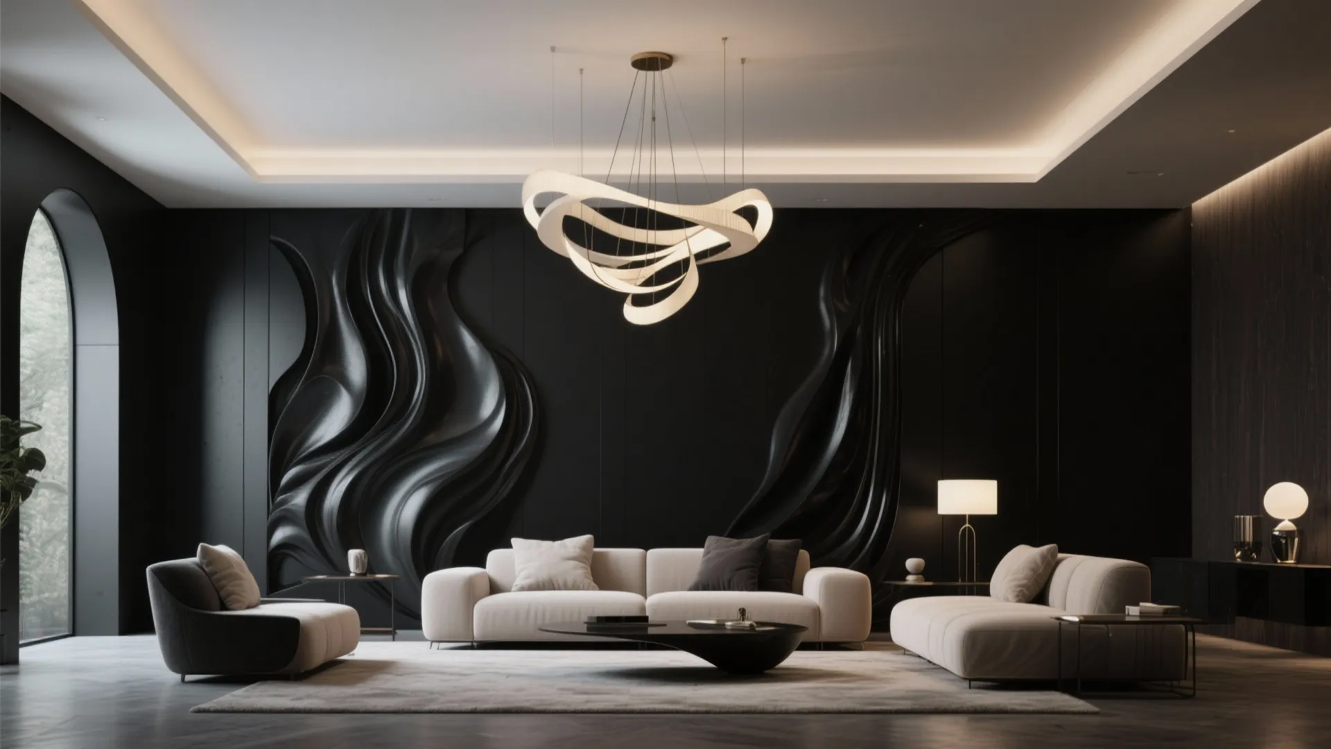9. Black with Statement Lighting