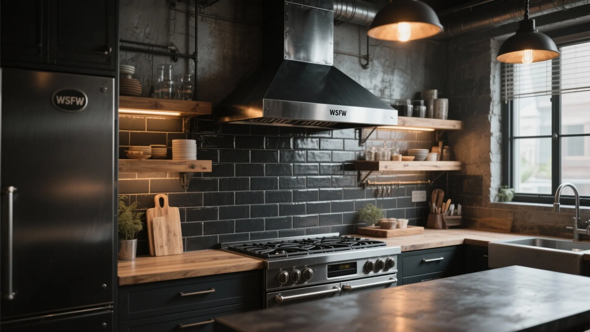 8. Industrial Black Steel Hood