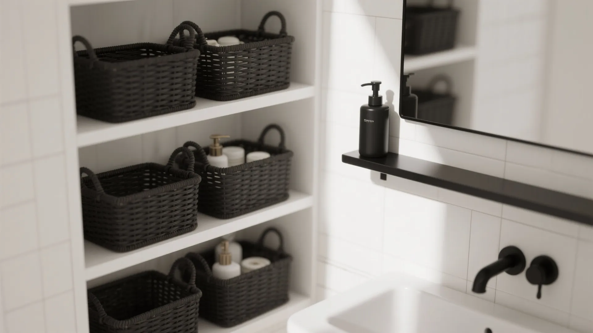 5. Let a single black accent guide storage choices